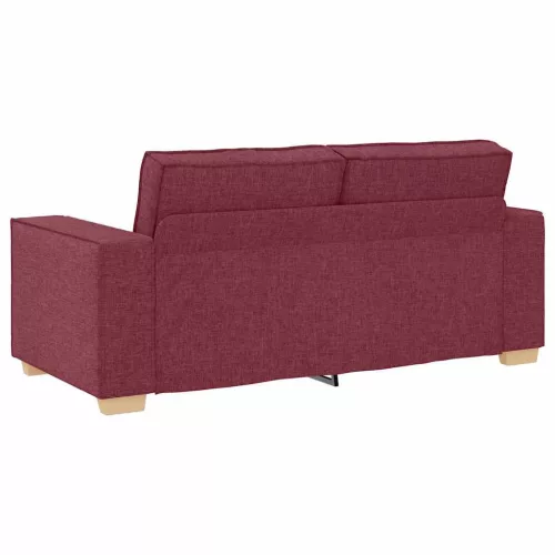 Kétszemélyes bordó színű szövetkanapé 140 cm