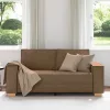 Kétszemélyes barna szövetkanapé 140 cm