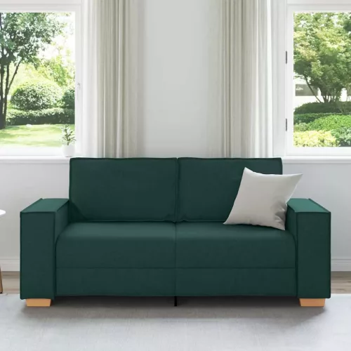 Kétszemélyes sötétzöld szövetkanapé 140 cm