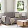 Kétszemélyes, bézs színű, szövetből készült kanapé 140 cm