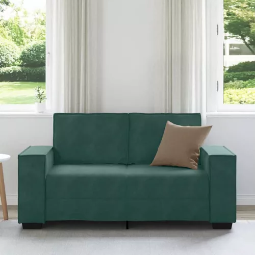 Kétszemélyes sötétzöld bársony kanapé 120 cm