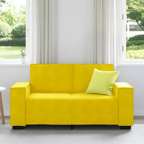 Kétszemélyes sárga bársony kanapé 120 cm
