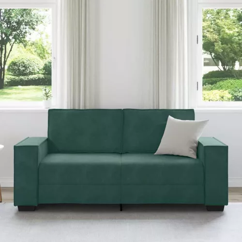Kétszemélyes sötétzöld bársony kanapé 140 cm