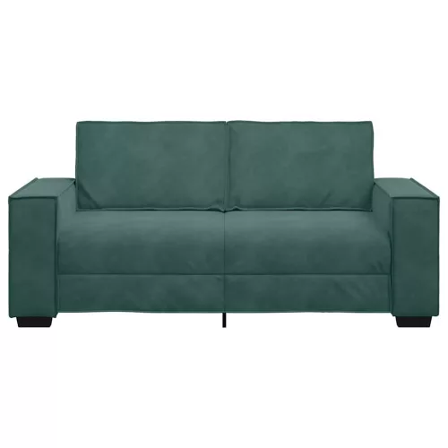 Kétszemélyes sötétzöld bársony kanapé 140 cm
