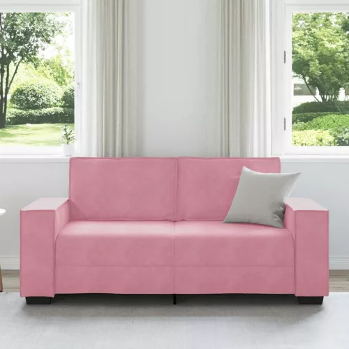 Kétszemélyes rózsaszín bársony kanapé 140 cm