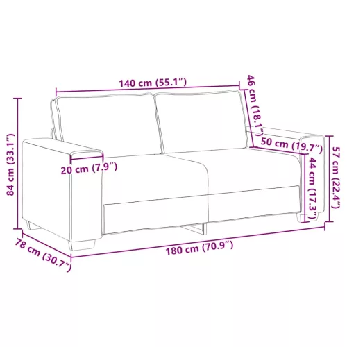 Kétszemélyes rózsaszín bársony kanapé 140 cm