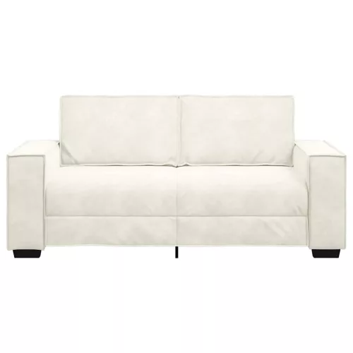 Kétszemélyes krémszínű bársony kanapé 140 cm