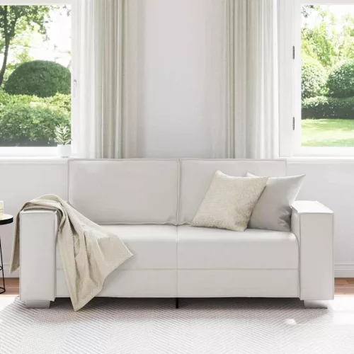 140 cm-es Loveseat Kanapé párnával Fehér Műbőr