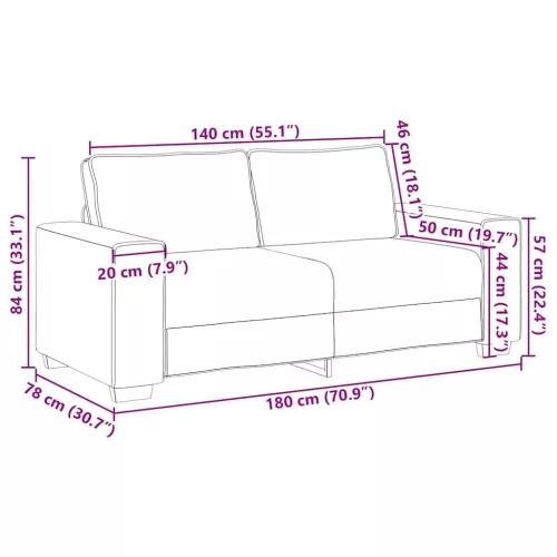 140 cm-es Loveseat Kanapé párnával Fehér Műbőr