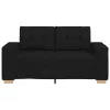 Fekete szövet loveseat kanapé 120 cm