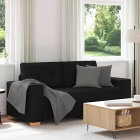 Fekete szövet loveseat kanapé 140 cm