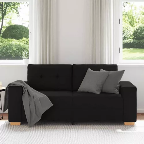 Fekete szövet loveseat kanapé 140 cm