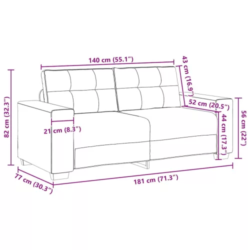 Fekete szövet loveseat kanapé 140 cm
