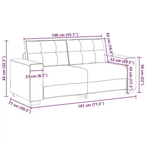 Barna szövet loveseat kanapé 140 cm