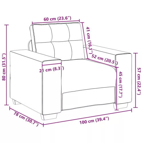 Sárga bársony kanapéfotel 60 cm