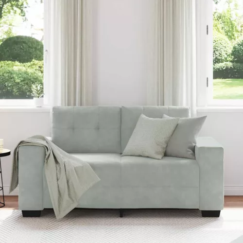 Világosszürke bársony loveseat kanapé 120 cm