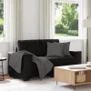 Fekete bársony loveseat kanapé 120 cm
