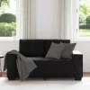 Fekete bársony loveseat kanapé 120 cm