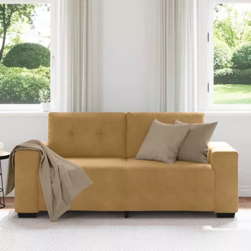 Barna bársony loveseat kanapé 140 cm