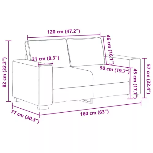 Kétszemélyes krémszínű szövetkanapé 120 cm