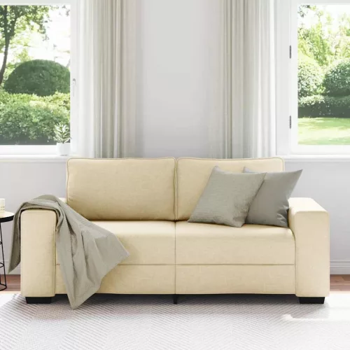 Kétszemélyes krémszínű szövetkanapé 140 cm