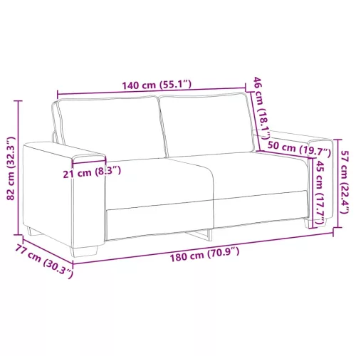 Kétszemélyes krémszínű szövetkanapé 140 cm