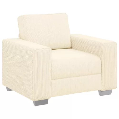 Krémszínű kordbársony szövet kanapéfotel 60 cm