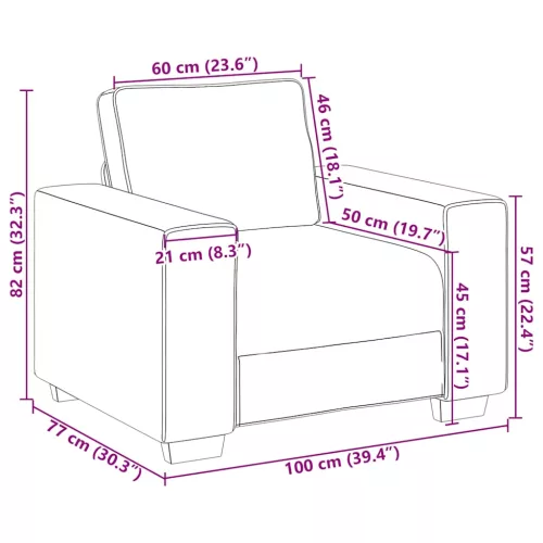 Krémszínű kordbársony szövet kanapéfotel 60 cm