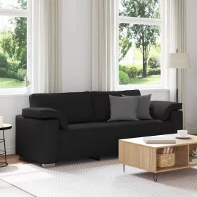 Kanapé párnával Fekete 219 x 77 x 82 cm szövet
