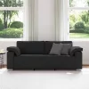 Kanapé párnával Fekete 219 x 77 x 82 cm szövet