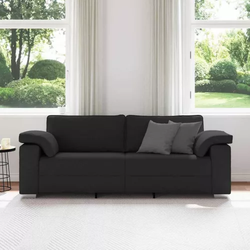 Kanapé párnával Fekete 219 x 77 x 82 cm szövet