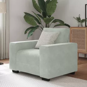 Világosszürke bársony kanapéfotel 60 cm