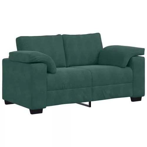 Sötétzöld bársony loveseat kanapé 120 cm