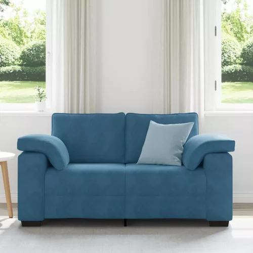 Kék bársony loveseat kanapé 120 cm