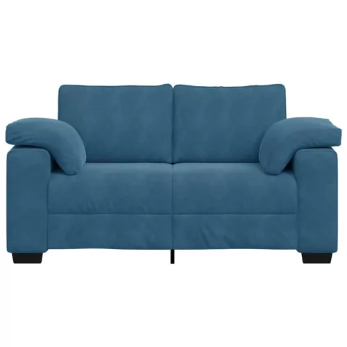 Kék bársony loveseat kanapé 120 cm