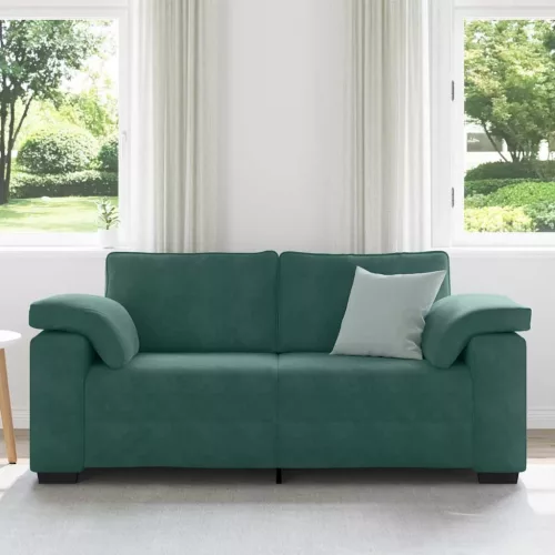 Sötétzöld bársony loveseat kanapé 140 cm