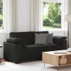 Fekete bársony loveseat kanapé 140 cm