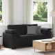 Fekete bársony loveseat kanapé 140 cm