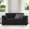 Fekete bársony loveseat kanapé 140 cm