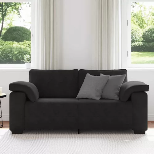 Fekete bársony loveseat kanapé 140 cm