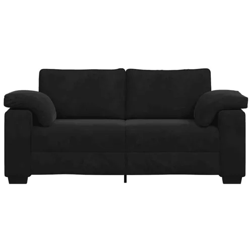 Fekete bársony loveseat kanapé 140 cm