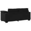 Fekete bársony loveseat kanapé 140 cm