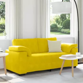Sárga bársony loveseat kanapé 140 cm