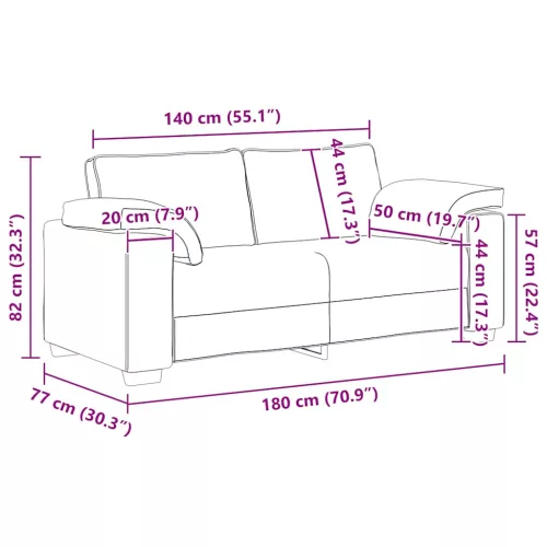 Barna bársony loveseat kanapé 140 cm