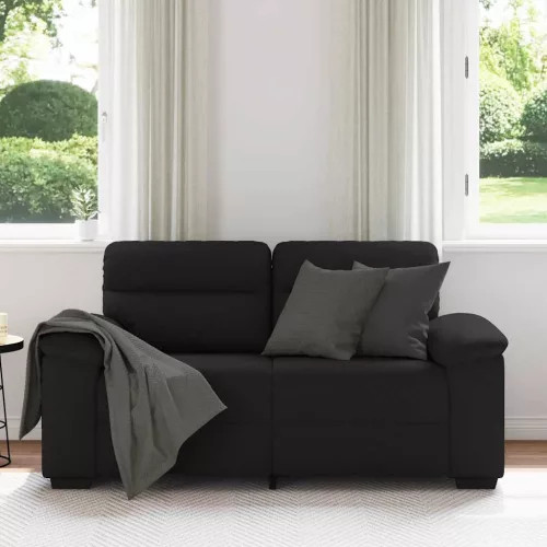 Kétszemélyes fekete szövetkanapé 120 cm