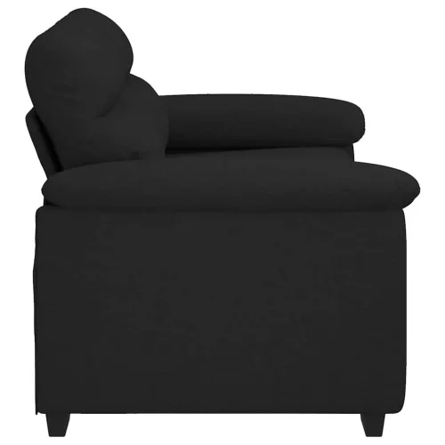 Kétszemélyes fekete szövetkanapé 120 cm