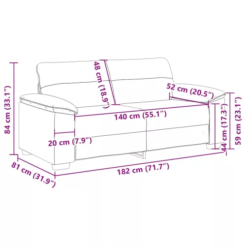 Kétszemélyes sötétszürke szövetkanapé 140 cm