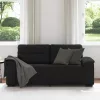 Kétszemélyes fekete szövetkanapé 140 cm