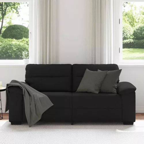 Kétszemélyes fekete szövetkanapé 140 cm