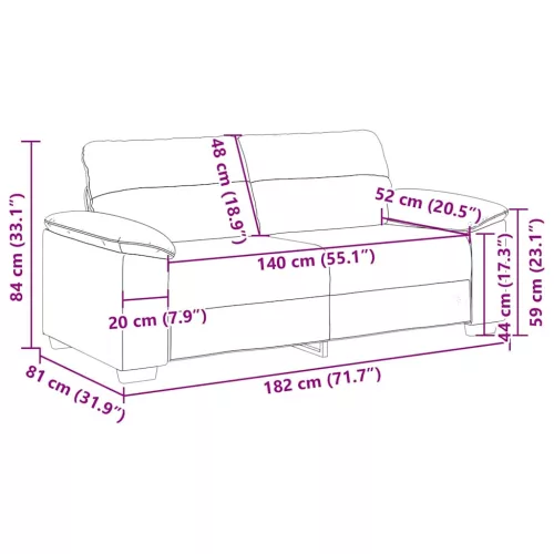 Kétszemélyes krémszínű szövetkanapé 140 cm